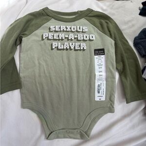 Okie Dokie Olive Green Peek-a-Boo Bodysuit